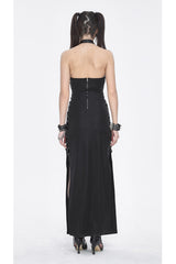 Black Halterneck Slim Women's Gothic Strapless Dress - Product - 5
