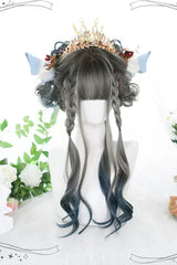Gray/Blue Gradient Long Curly Sweet Lolita Wigs - Product - 2