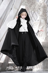 Black [Code 003] Long Sleeves Bow Vintage Elegant Prince Handsome Ouji Lolita Blouse Pants Cloak Set - Product - 14