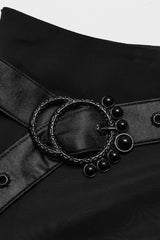 Black Rivet Split Women's Gothic Skirt with Belt - Product - 6