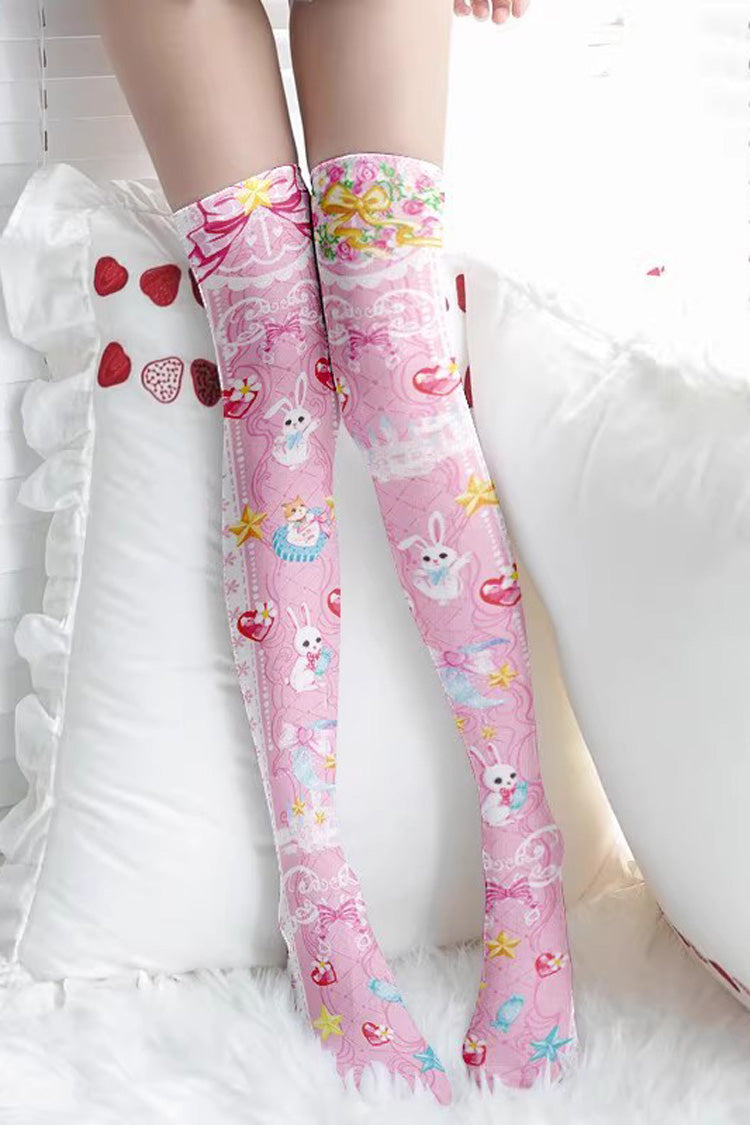 Cute Anime Print Sweet Japanese Lolita Over The Knee Socks 10 Styles - Style10 - 10