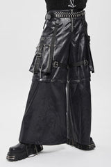Black Big Pockets Straps Chain Men's Punk Pants - Product - 2