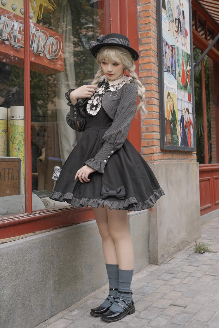 Black Viol Serenade Long Sleeves Bowknot Stitching Sweet Elegant Two Fake Pieces (Multiple Configurations) detail view 5