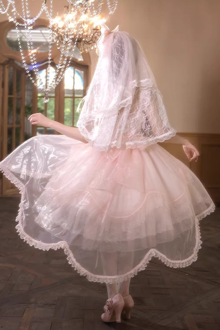 Pink [Candy Flavor] Square Collar Sleeveless Ruffled Bow Lace Sweet Gorgeous Lolita Jsk Dress - Product - 6