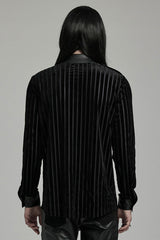 Black Lapel Collar Stitching Slim Men's Gothic Blouse - Product - 3