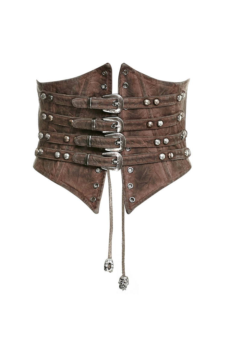 Brown Metal Nails Metal Hasp Decoration Womens Steampunk Girdle - Product - 7