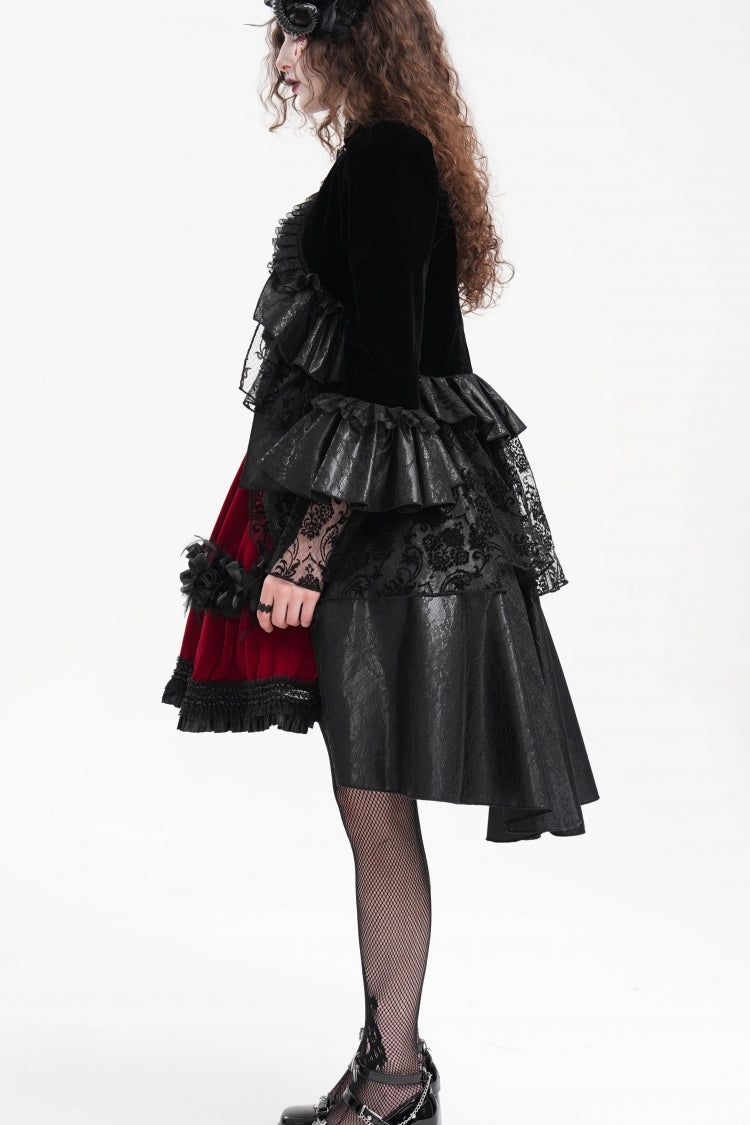 Black Long Sleeves Ruffle Lace Mesh Women's Gothic Jacket - Product - 6