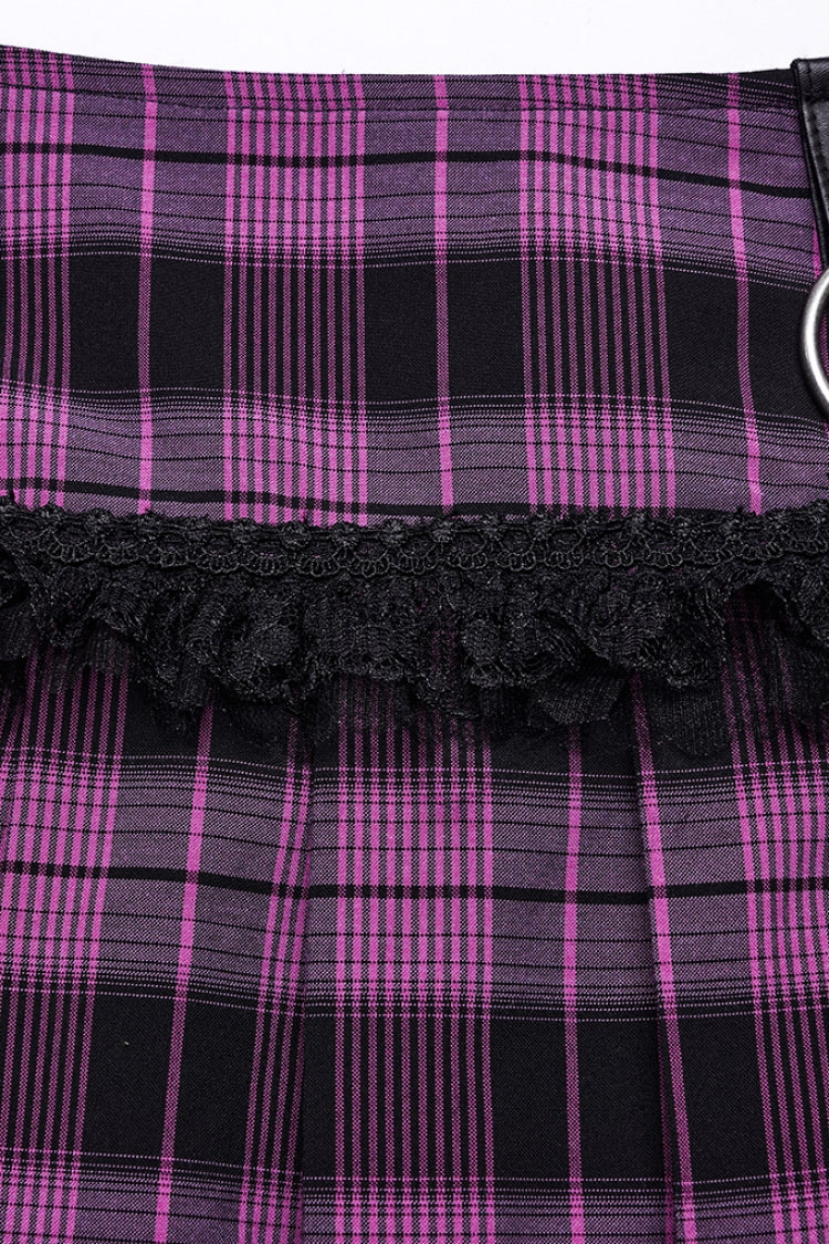 Plaid Print Stitching Mesh Women's Steampunk Skirt 2 Colors - Product - 5