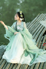 Original Chinese Han Elements Ancient Double Layer Long Sleeves Sweet Hanfu Dress Full Set - Product - 4