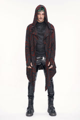 Red Irregular Multi Chain Men's Gothic Coat With Hood - Product - 3