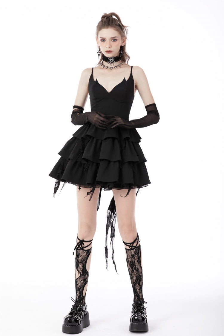 ブラック Little Devil ノースリーブティアード レースアップ レディース パンク スリップ卒業式ワンピース 商品画像