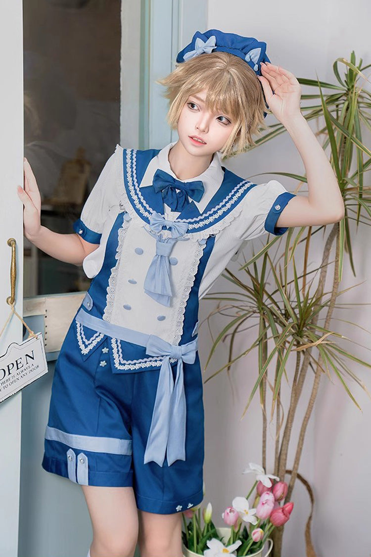 Chartres Meow Team Bowknot Ouji Fashion Cool Lolita Shorts Set 3 Colors - Blue - 12