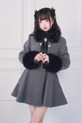 Grey Double-Breasted Long Sleeves Bowknot Japanese Sweet Lolita Coat - Product - 3