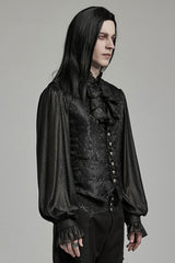 Black V Collar Jacquard Lace-Up Men's Gothic Vest - Product - 2