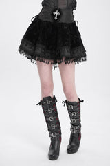 Black Cross Tassel Print Women's Gothic Skirt - Product - 7