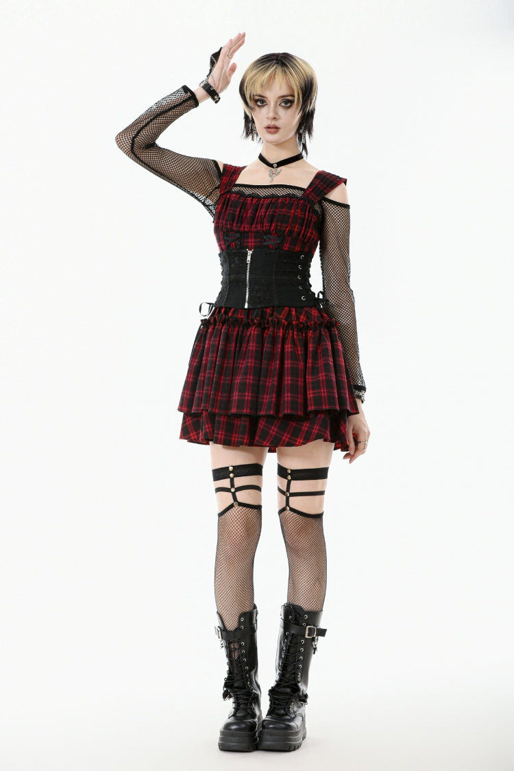 Black Floral Pattern Lace-Up Zippered Women's Gothic Waist Corset - Product - 8