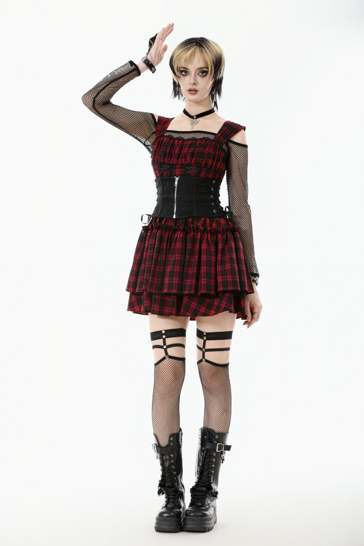Black Floral Pattern Lace-Up Zippered Women's Gothic Waist Corset - Product - 8