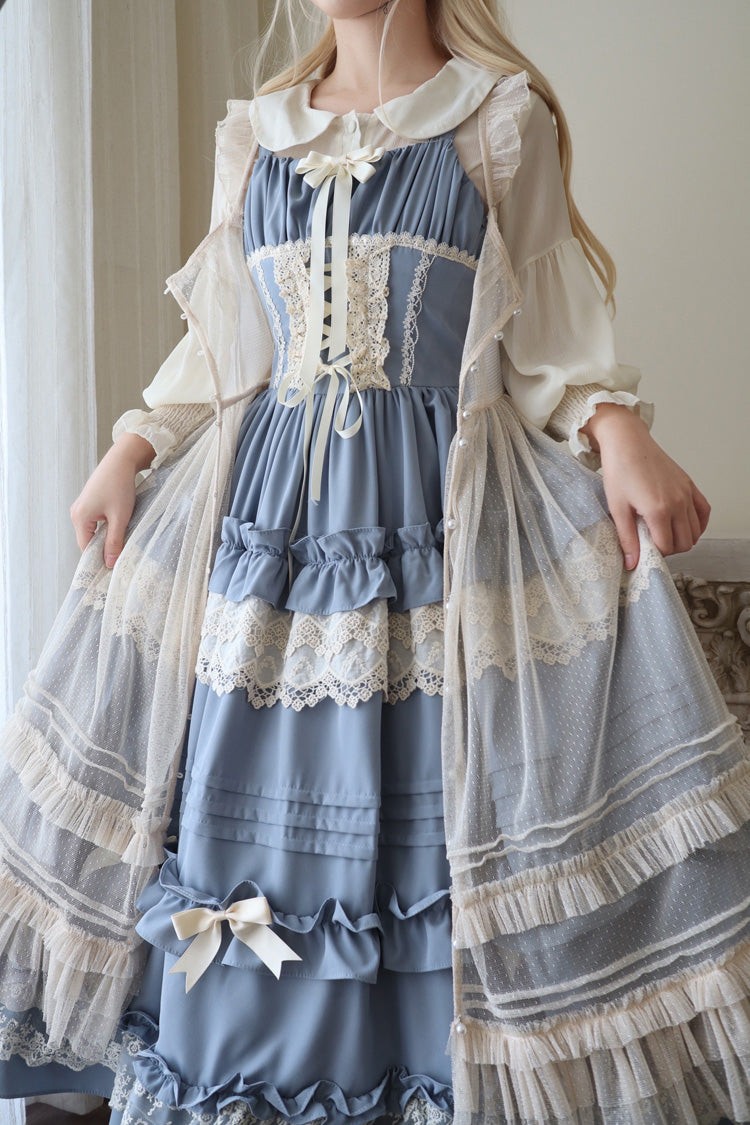 [Lillian] Ruffle Bowknot Lace Sweet Lolita Jsk Dress 4 Colors - Product - 10