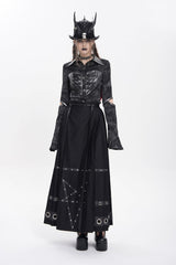 Black Eyelets Rivets Pentacle Horse-face Women's Punk Skirt - Product - 10