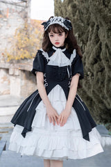 Black/White Night Gem Dark Magic Detachable Sleeves Cardigan Gothic Lolita Dress - Product - 2
