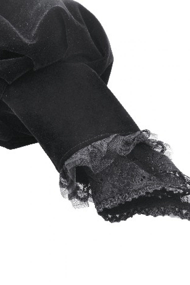 Black Long Lantern Sleeves Lace Spliced Velvet Women's Gothic Cape - Product - 17