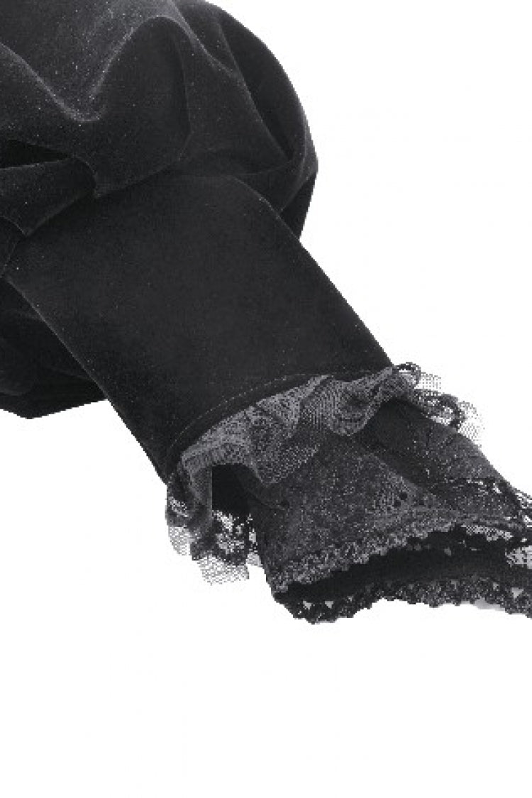 Black Long Lantern Sleeves Lace Spliced Velvet Women's Gothic Cape - Product - 17