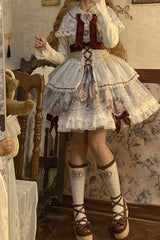 [Castle Bear] Sleeveless Print Ruffle Bowknot Lace Sweet Lolita Jsk Dress 4 Colors - Product - 7