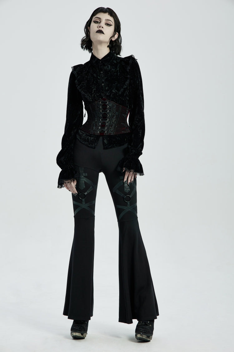 Red Jacquard Lace-Up Slim Women's Corset - Product - 6