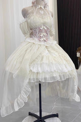 Ballet Twins Ruffle Bowknot Short Front Long Back Sweet Lolita Dress 2 Colors - Product - 6