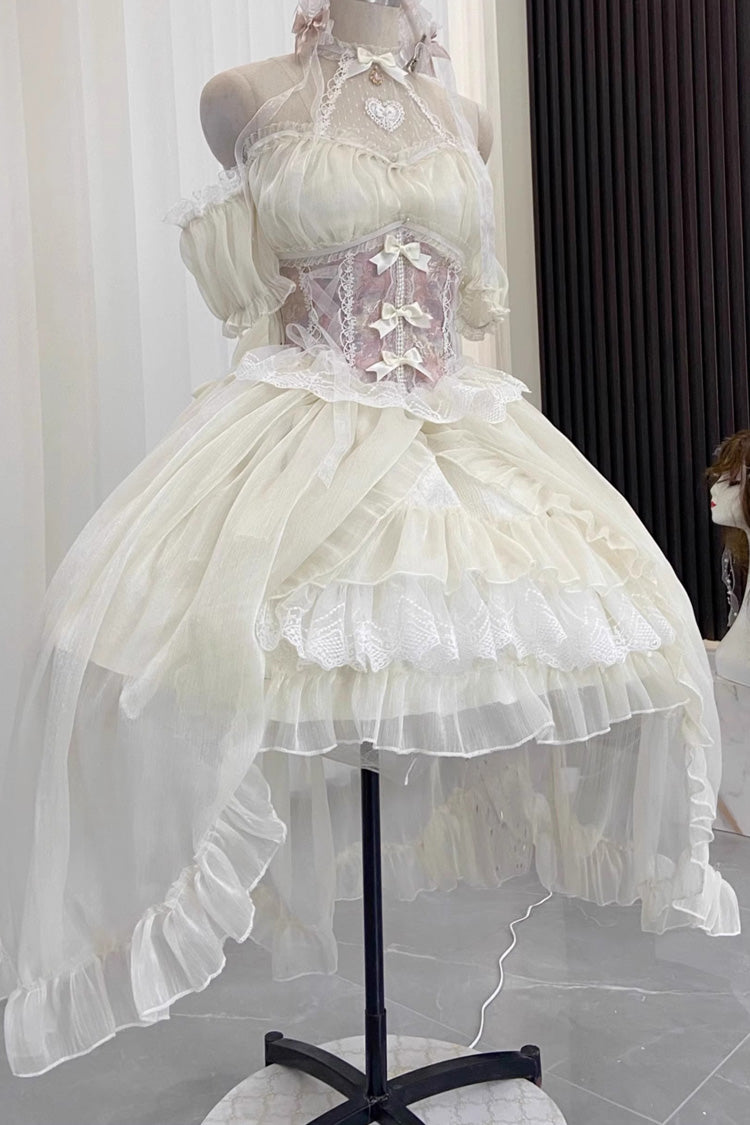 Ballet Twins Ruffle Bowknot Short Front Long Back Sweet Lolita Dress 2 Colors - Product - 6