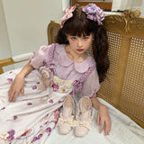 Romance Bowknot Lace Pearl Sweet Elegant Lolita Shoes 4 Colors - Product - 7