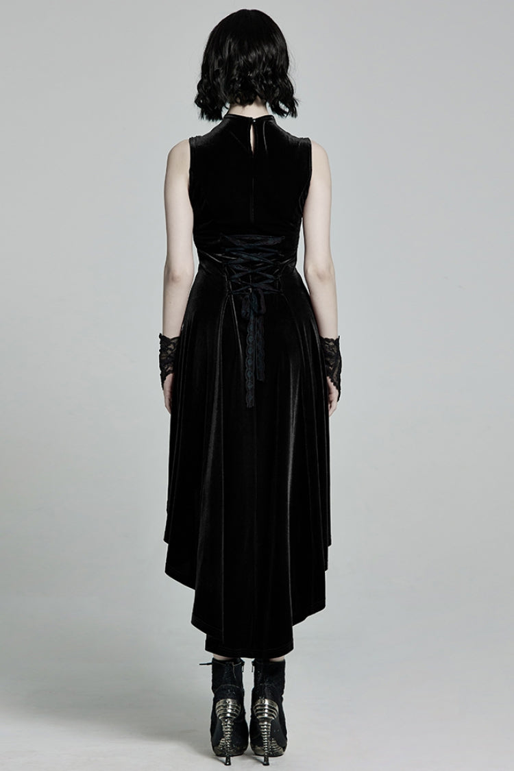 Sleeveless Stitching Lace-Up Mesh Women's Gothic Dress 2 Colors - Product - 3