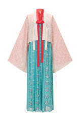 Green [Peach Blossoms and Spring] Long Sleeves Print Embroidery Classic Hanfu Dress - Product - 4