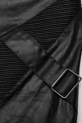 Black Zipper Men's Punk Faux Leather Pants - Product - 9