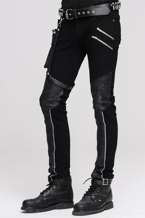Black Punk Fitted With Leg Bag Straight Mens Pants - Product - 3
