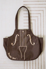 Brown Violin Embroidered Bow Chinese Inspired Vintage Lolita Shoulder Bag - Product - 4
