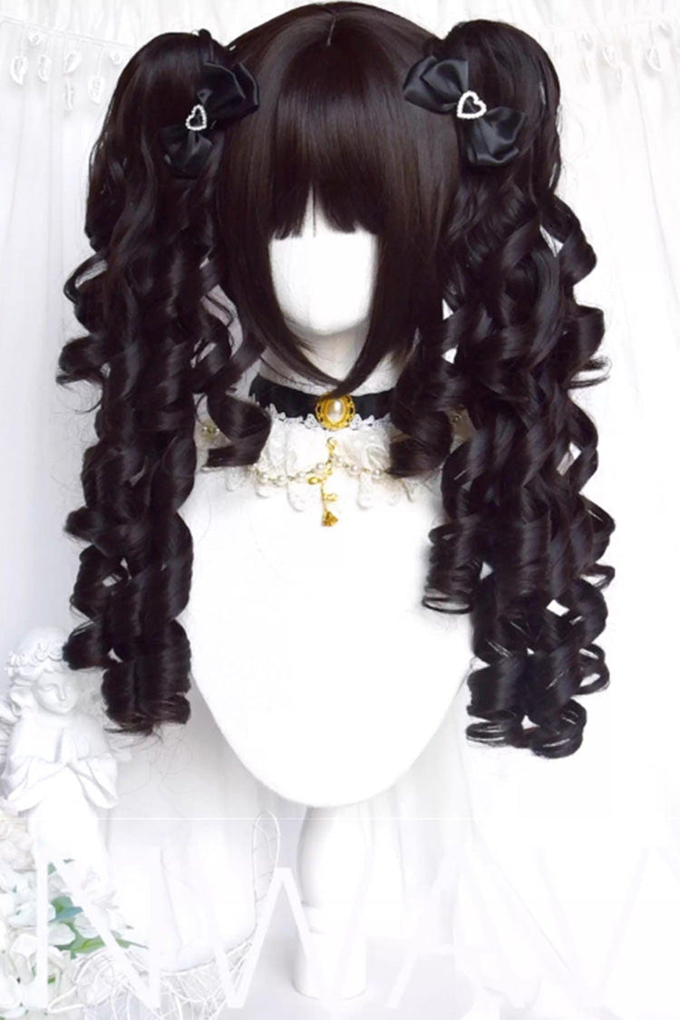 Black Multi-Layered Roman Curl Twin Tails Sweet Lolita Wig - Product - 3
