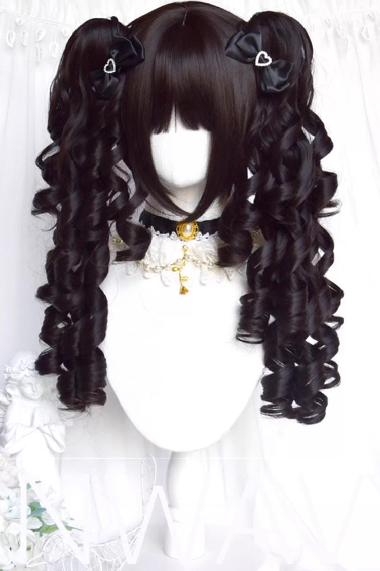 Black Multi-Layered Roman Curl Twin Tails Sweet Lolita Wig - Product - 3