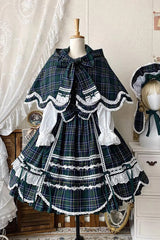 Green [Gingham Petal Bunny] Printed Ruffled Bow Sweet Lolita Jsk Dress - Product - 15