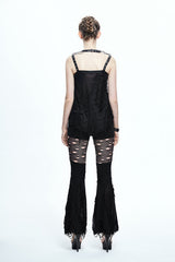 Black Punk Sexy Broken Holes Slim Fit Flared Womens Pants - Product - 8