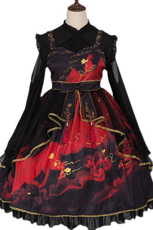 Chinese Style Cloud Fox Print Classic Lolita JSK Dress - Product - 7