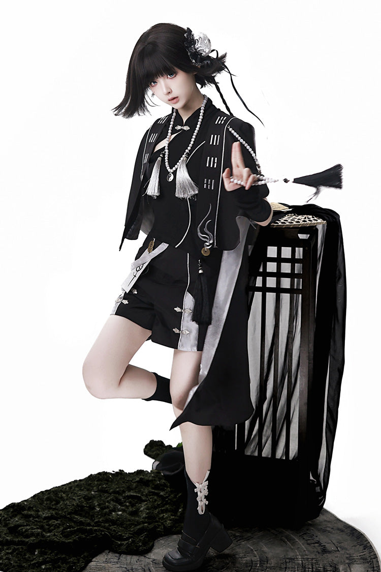 Black [The Strange End of the Immortal Sect] Sleeveless Chinese Style Ouji Lolita Set - Product - 2