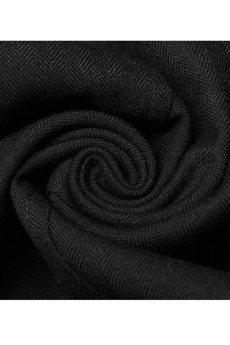 Black Punk Jacquard V-Neck Stitching Three Dimensional Engraving Hand Sewn Button Lace Short Men's Vest - Product - 7