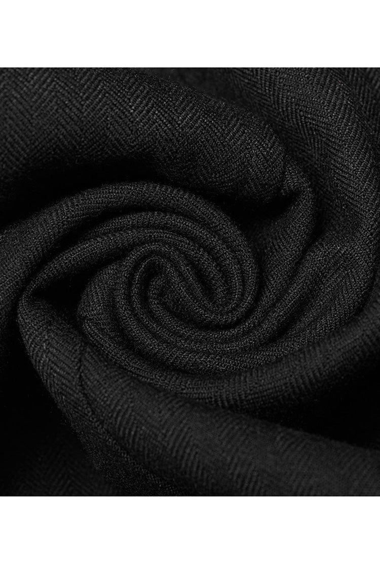 Black Punk Jacquard V-Neck Stitching Three Dimensional Engraving Hand Sewn Button Lace Short Men's Vest - Product - 7