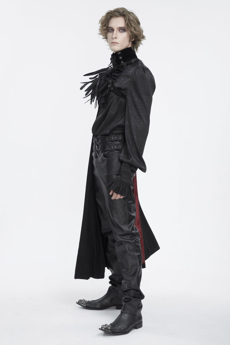 Black Stand Collar Men's Gothic Accessory Feather Cape - Product - 10