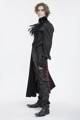 Black Stand Collar Men's Gothic Accessory Feather Cape - Product - 10