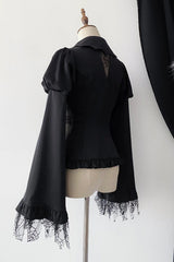 Bat Collar Long Sleeves Ruffle Gothic Lolita Blouse 3 Colors - Product - 3