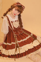 Love Plaid Polka Point Big Bowknot Sweet Lolita Suspender Dress - Product - 3