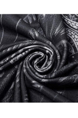 Black/Grey Gothic Perspective Elasticity Skeleton Print Cross Tie Rope Design Mesh Women's T-Shirt - Product - 6