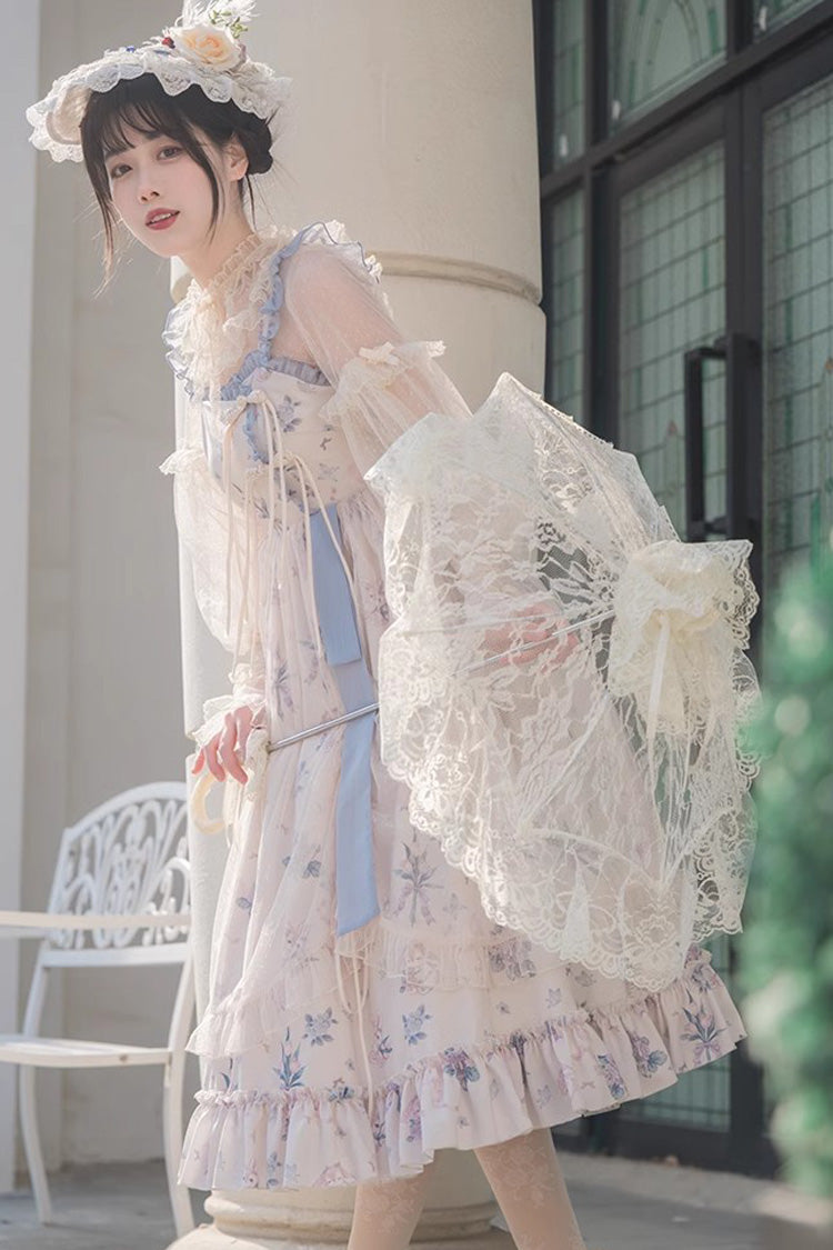 Multi-Color Chinese Style Elegant Flower Wall Print Sweet Lolita Dress - Product - 5